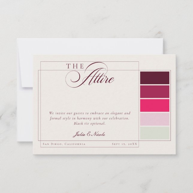 Classic Burgundy Ivory Calligraphy Formal Attire Invitation (Front)