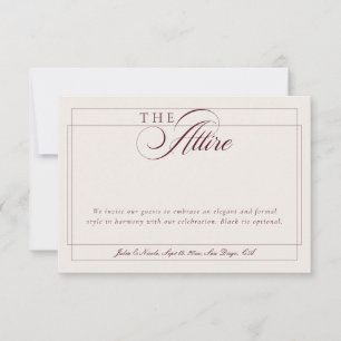 Classic Burgundy Ivory Calligraphy Formal Attire Invitation