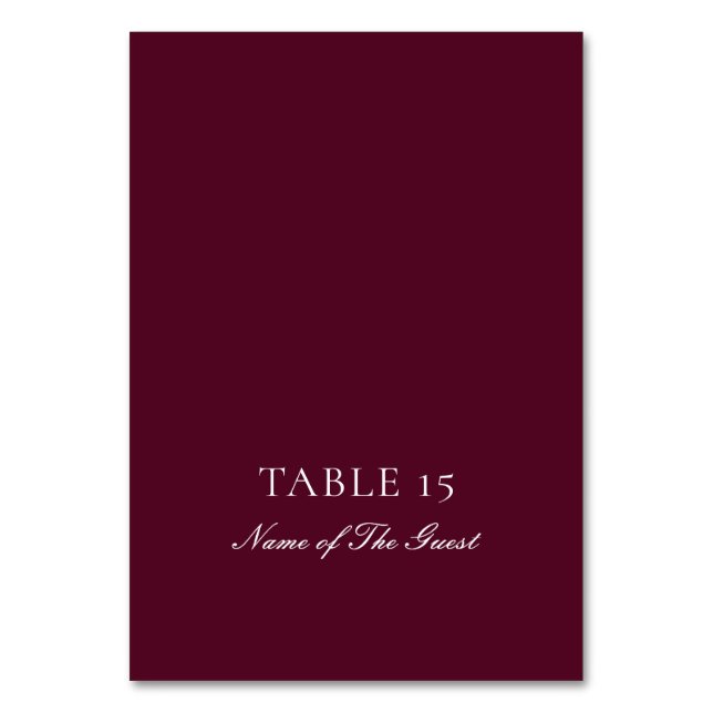 Classic Burgundy Ivory Calligraphy Place Card (Front)