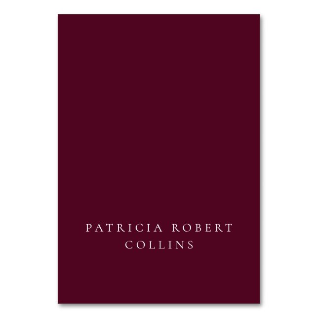 Classic Burgundy Ivory Calligraphy Place Cards (Front)