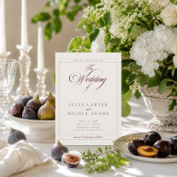 Classic Burgundy Ivory Calligraphy QR Wedding