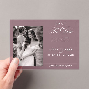 Classic Burgundy Ivory Calligraphy Save The Date Acrylic Invitations