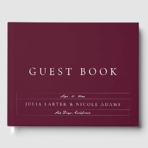 Classic Burgundy Ivory Calligraphy Wedding Guest Book
