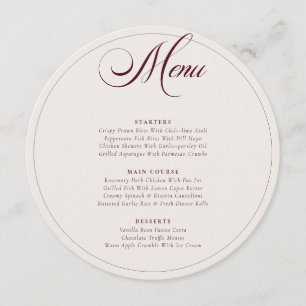 Classic Burgundy Ivory Calligraphy Wedding Menu