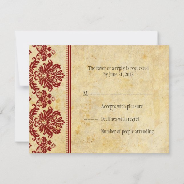 Classic Burgundy Lace RSVP Cards (Front)