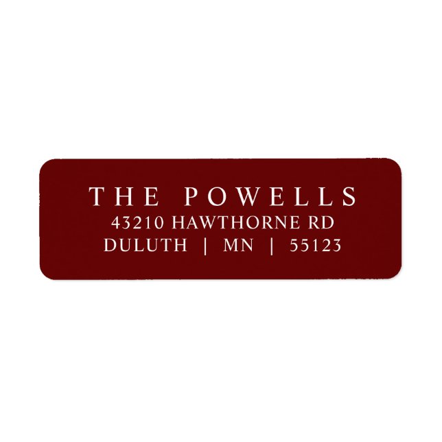 Classic Burgundy Maroon Minimalist Return Address  (Front)
