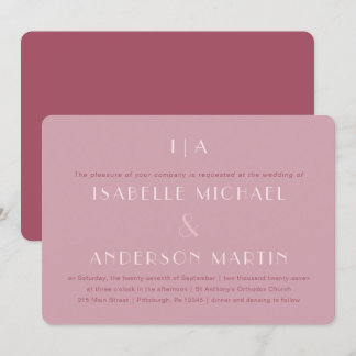 Classic Burgundy Monogram Photo Wedding Invitation