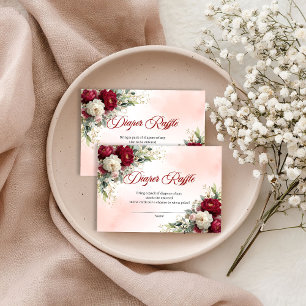 Classic Burgundy Peony Gold Floral Diaper Raffle C Enclosure Card