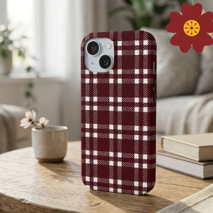 Classic Burgundy Plaid Tartan Cosy Autumn Holiday iPhone 15 Case
