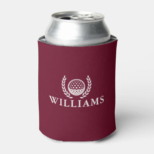 Classic Burgundy Red Personalised Name Monogram Can Cooler