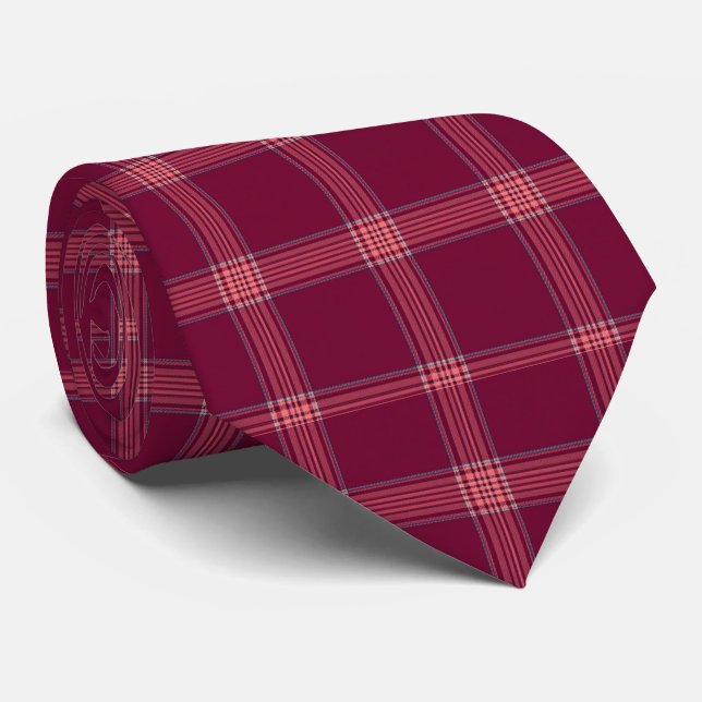 Classic Burgundy Tartan Plaid Gift Tie (Rolled)