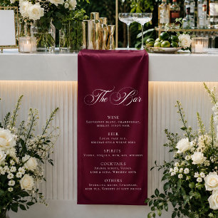 Classic Burgundy Wedding Bar Menu Reception Décor Banner