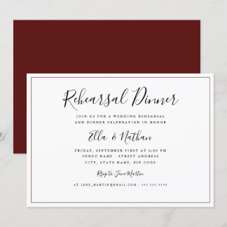 Classic Burgundy Wedding Rehearsal Dinner Invitation