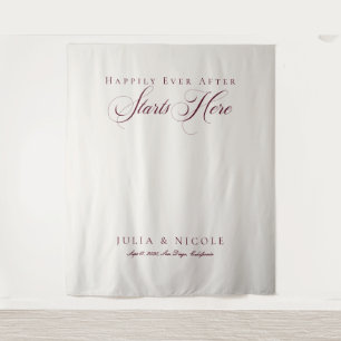 Classic Burgundy Wedding Welcome Backdrops Banner Tapestry