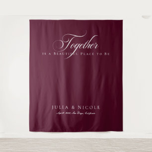 Classic Burgundy Wedding Welcome Backdrops Banner Tapestry