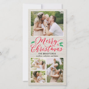 Classic Burlap Merry Christmas Holiday Photo Card