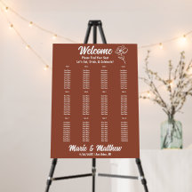 Classic Burnt Orange Floral Wedding Seating Chart