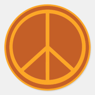 Classic Burnt Orange Peace Sign Classic Round Sticker