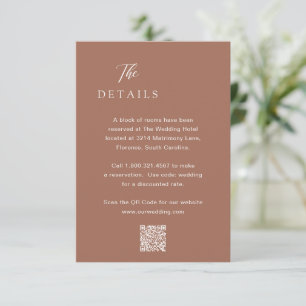 Classic Burnt Orange QR Code Elegant Wedding Enclosure Card