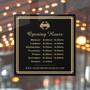 Classic Business Hours Sign Logo Black Gold