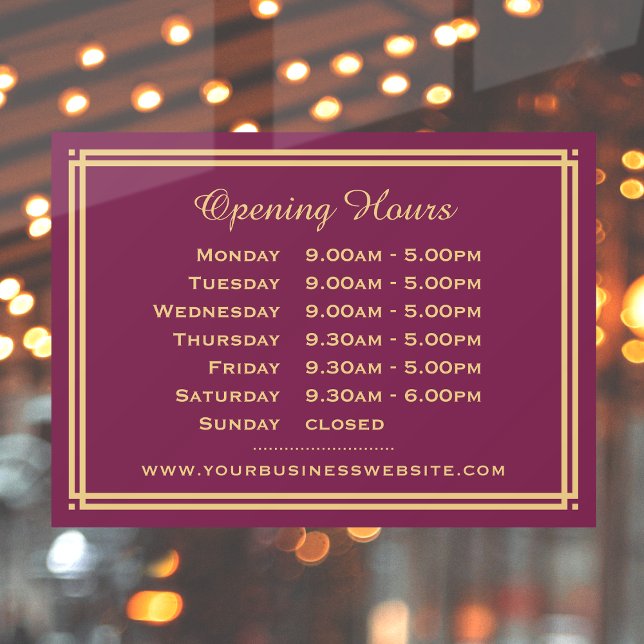  Classic Business Opening Hours Plum Gold (Creator Uploaded)
