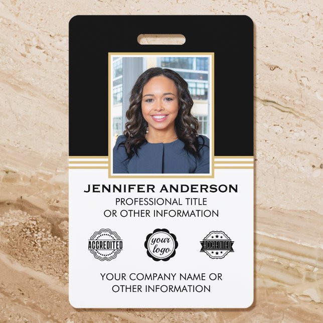 Classic Business Photo ID Black Gold ID Badge (Creator Uploaded)