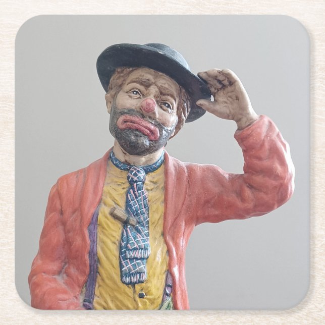 Classic but Cool Hobo Clown Square Paper Coaster (Front)