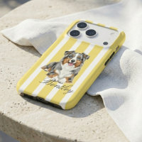 Classic Butter Yellow Stripe Watercolor Dog