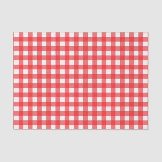 Classic Cafe Red Gingham Checked Pattern Tissue Paper (Front)