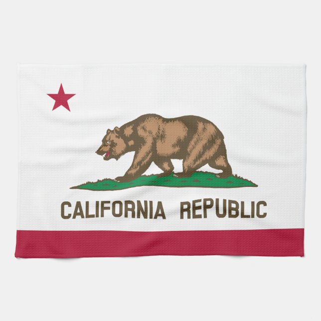 Classic California State Flag Tea Towel (Horizontal)