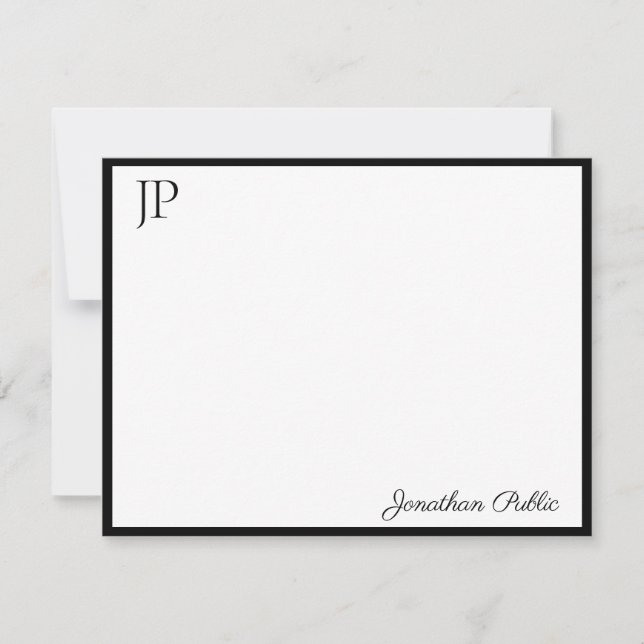 Classic Calligraphed Script Text Elegant Monogram Card (Front)