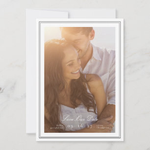 Classic Calligraphy Black Tie photo Wedding Save The Date