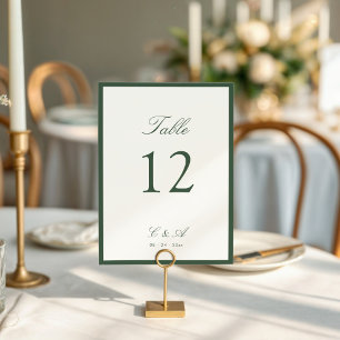 Classic Calligraphy Dark Sage Old Money Table Number