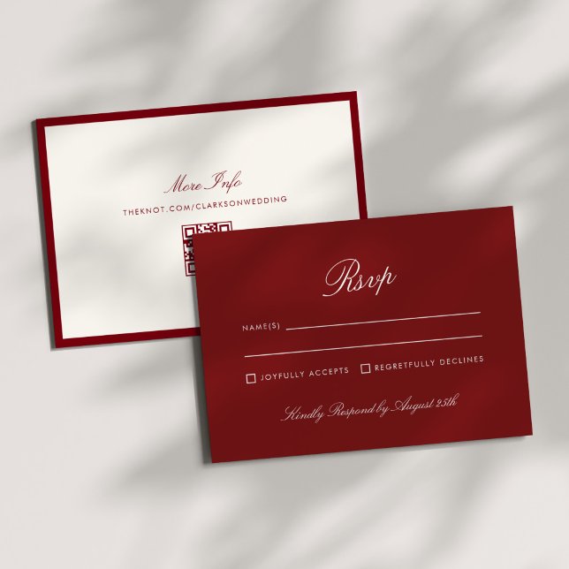 Classic Calligraphy Deep Red Old Money Rsvp Invitation (Creator Uploaded)