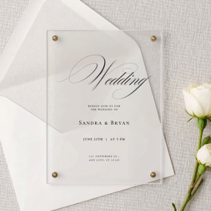 Classic Calligraphy Elegant Wedding Acrylic Invitations