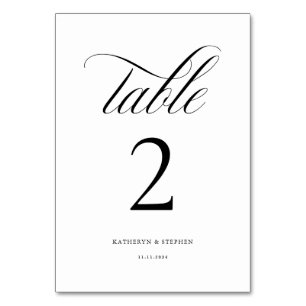 Classic Calligraphy Elegant Wedding Table Number 2