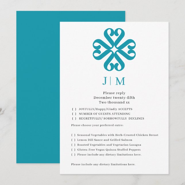Classic Calligraphy Monogram Wedding RSVP Invitation (Front/Back)