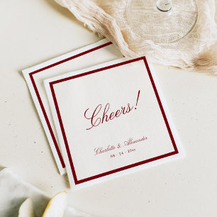 Classic Calligraphy Old Money Deep Red Wedding Napkin