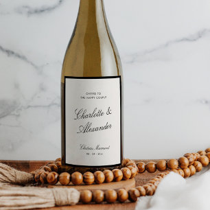 Classic Calligraphy Old Money Wedding Wine Label