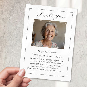 Classic Calligraphy Photo Sympathy Funeral  Thank You Card