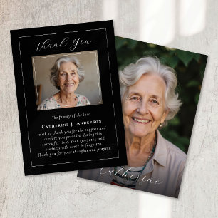 Classic Calligraphy Photo Sympathy Funeral  Thank You Card