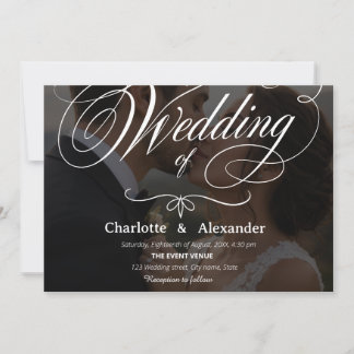 Classic Calligraphy Photo Wedding Invitation