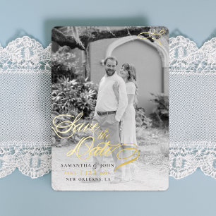 Classic Calligraphy Script Foil Save the Date