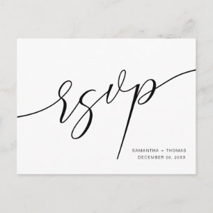 Classic Calligraphy Script Wedding RSVP Postcard
