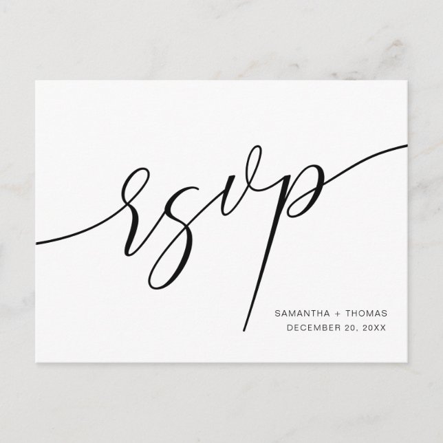 Classic Calligraphy Script Wedding RSVP Postcard (Front)