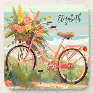 Classic Calligraphy Summer Beach Bike  Coaster