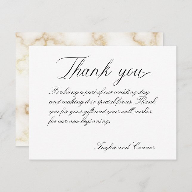 Classic Calligraphy Wedding Thank You Card (Front/Back)