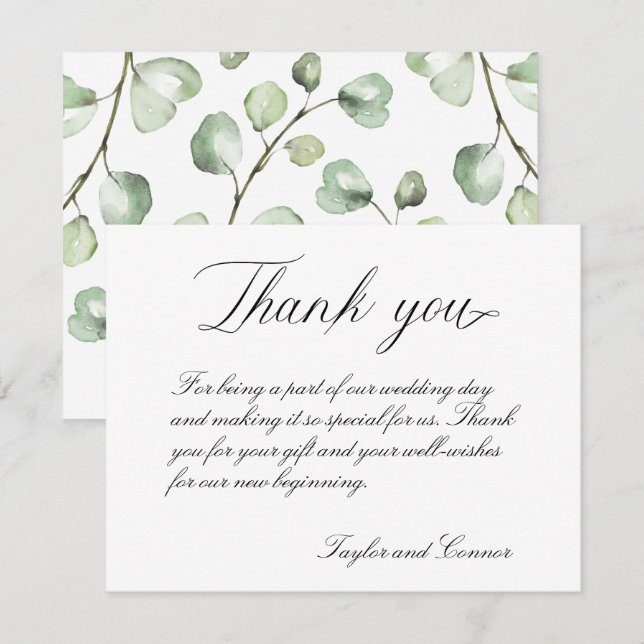 Classic Calligraphy Wedding Thank You Card (Front/Back)