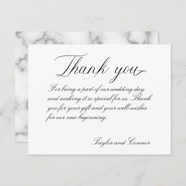Classic Calligraphy Wedding Thank You Card (Front/Back)