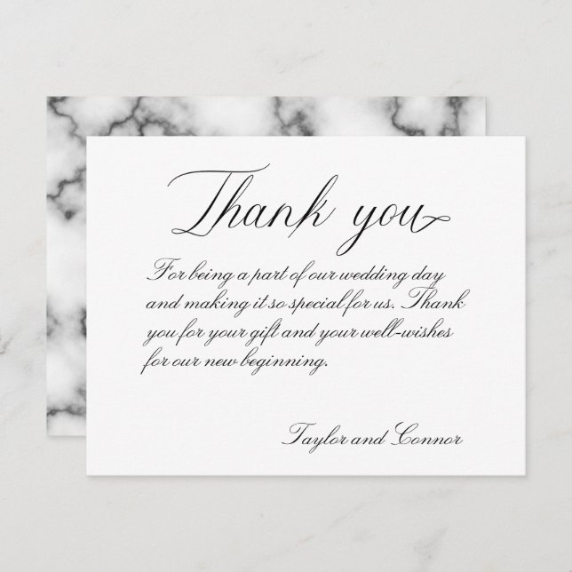Classic Calligraphy Wedding Thank You Card (Front/Back)